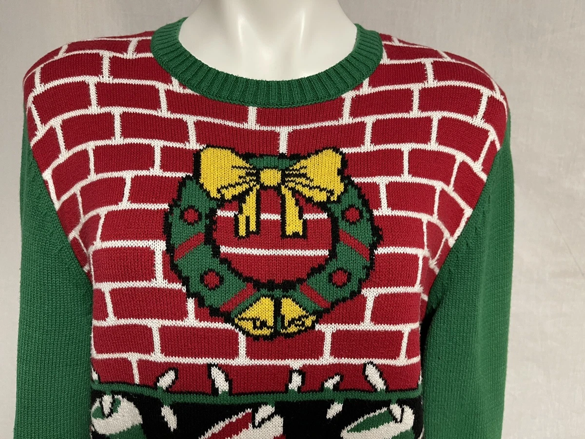 Ugly christmas sweater fireplace top