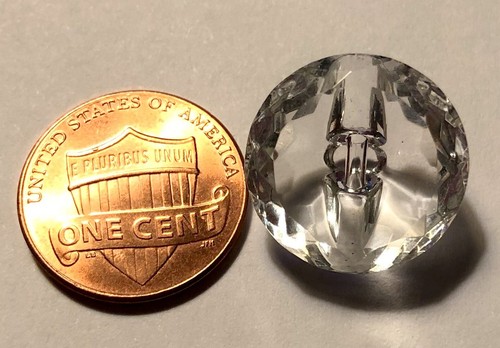 Set of 4 Clear Beveled Faceted Glass Shank Buttons Heavy Thick 11/16" 18mm 9910 - Picture 3 of 3