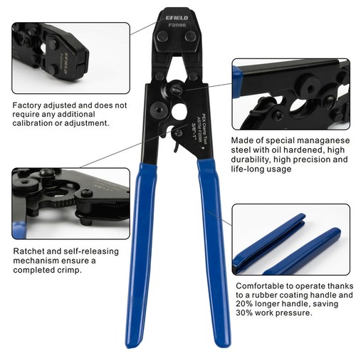 PEX CINCH CLAMP CRIMPING TOOL&Go/NO-GO GAUGE + 30 1/2" and 3/4" SS CLAMPS - Picture 4 of 7
