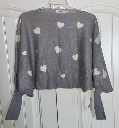 NUEVO Just Fab Gris Mangas Múltiples Blusa Corazón Suéter Talla XL Agotado $67.95 - Imagen 5 de 15