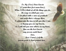 Personalized Poem Gift for that Special Cousin (See all styles)