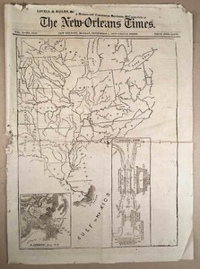 Rare-1873-NEW-ORLEANS-TIMES-with-Map-Proposed-FORT-ST-PHILIP-CANAL-LA-Louisiana