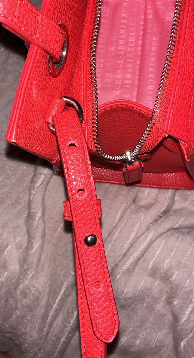 Armani Exchange Red Leather Bag, Wear It Crossbody Or Use Armani Exchange Red Leather Bag, Wear It Crossbody Or Use