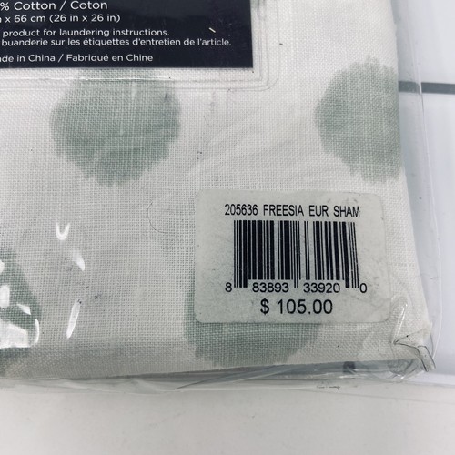 2 Vera Wang European Sham Freesia mezcla de lino blanco verde precio de venta sugerido por el fabricante $105 cada uno - Imagen 3 de 5