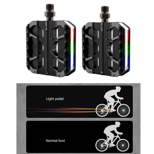 Three Bearing 9/16In Thread LED Light Bicycles Pedals Light Weight Bikes Pedals - Picture 3 of 8