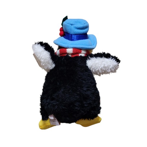 Gotta Getta Gund Pinguin Plüsch 7 Zoll Smoking Schal blaue Mütze Urlaub Winter Weihnachten - Bild 3 von 16