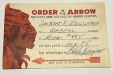 Boy Scout OA Membership Card Lodge 495 Miami Ohio 1975  RC6