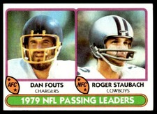 1980 Topps Football Card Dan Fouts/Roger Staubach NFL Passing #331 EX-MT