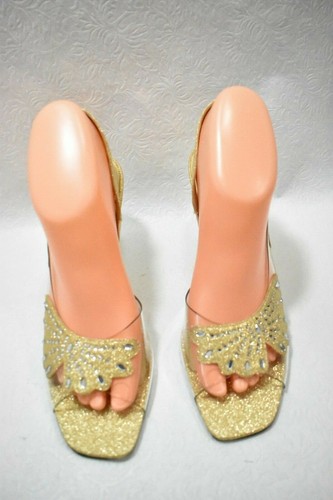 Metaphor Schuhe Absätze gold & klar Strass Größe 8 Damen Neu - Bild 3 von 10