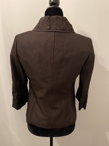 Lafayette 148 New York Women’s 2 Brown Jacket Silk Blend Full Lined Ruffled New - Picture 3 of 9