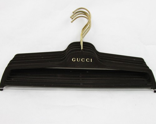 Gucci Set of 5 Brown Felt Covered Plastic Non-Slip Pants Hangers 15" - Bild 1 von 2