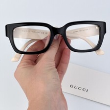 Gucci Women Eyeglasses Black Ivory Demo Square GG 1666O GG1666O 005 BRAND NEW