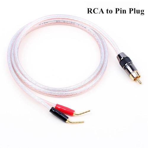 Pure Copper HiFi Single RCA Male to Banana/Pin Male Plug Speaker Cable Spliter - Picture 7 of 8