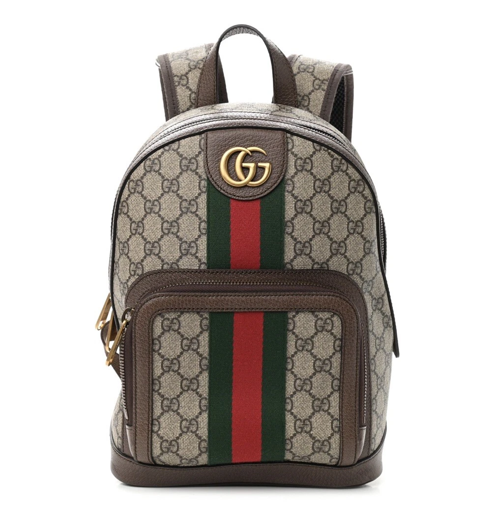 Petit sac à dos Ophidia Day GUCCI GG Supreme Monogram Web marron ❤️