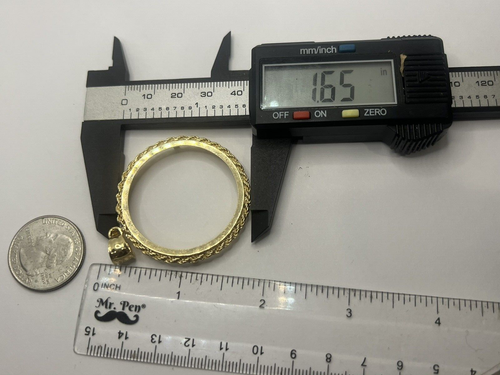 GOLd Bezel 50 pesos pendant 14k mexic moneda centenario coin frame bisel SOLID - Picture 5 of 14