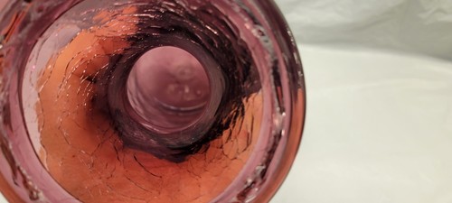 Blenko crackle glass Purple Bottle 11 Inch # 4169 - Picture 12 of 22