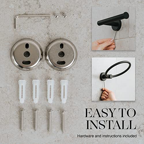 Marmolux Acc 5 Piece Black Bathroom Hardware Set | Hand Towel Holders & Bathr... - Picture 4 of 8