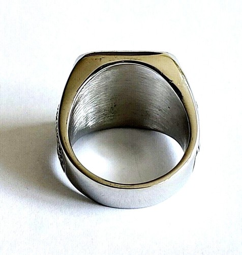 Men's Chunky Grim Reaper Skull Ring Silver Stainless Steel Skeleton Angel Death - Picture 4 of 4