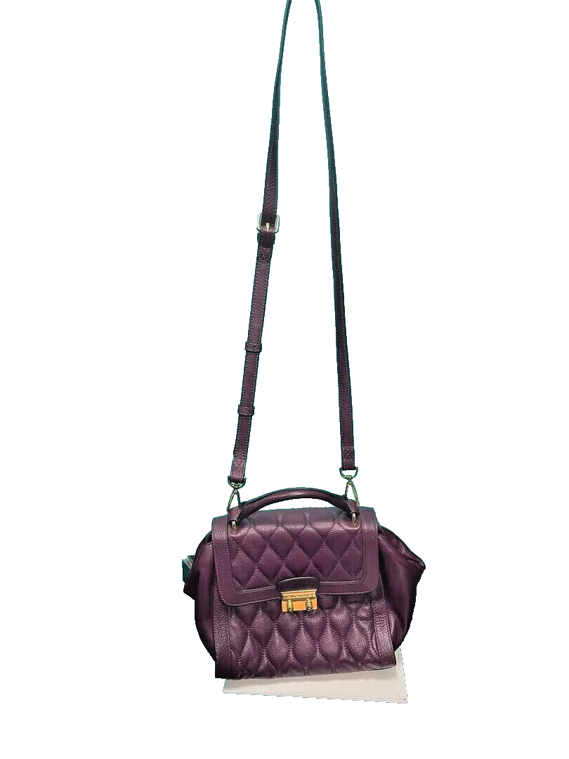 VERA BRADLEY Quilted Leather Stella Convertible Satchel/Crossbody Bag Burgundy eBay