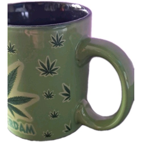 Coffee Mug Ganja Amsterdam Green Brand New 10 Cm High - Picture 4 of 10
