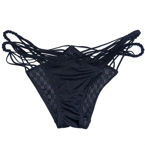 Victorias Secret Very Sexy Black Strappy Brazilian Cheeky Bikini Bottoms Size M - Picture 2 of 10