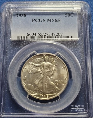 1938 PCGS MS65 Walking Liberty Half Dollar. Nice Coin!