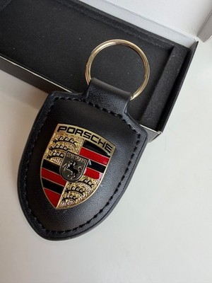 Genuine Porsche Leather Crest Key Ring: Black 2026 Design