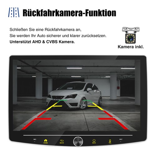 4+64GB Kam Android15 Apple Carplay Autoradio 1DIN GPS Navi BT Drehbar Bildschirm - Bild 10 von 16