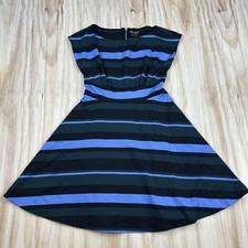 Kate Spade Stripe Ponte Fiorella Pineforest Green Blue Midi Dress M FLAW