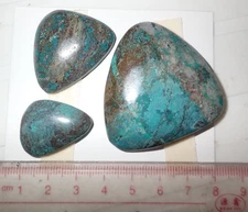 Turquoise Stone Flat Free Form Cabochon 182.5 Carat 3 pieces 36.5 gram