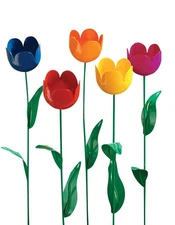 Miles Kimball Fox Valley Traders Varying Colors Set of 5 Artificial Tulips with