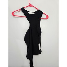 ASTR The Label Black One Shoulder Ribbed Bodysuit Asymmetric Neckline NWT Size L