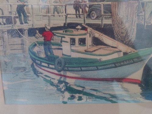 Frank Serratoni Colored Print / Litho Fisherman's Wharf San Francisco - Picture 6 of 7