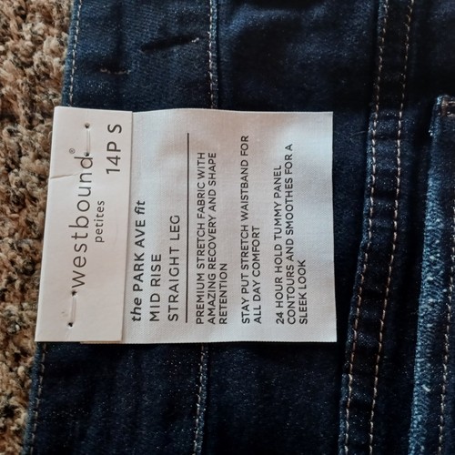 Westbound Petite Jeans donna 14 vita media gamba dritta elasticizzato pull on blu scuro - Foto 4 di 8