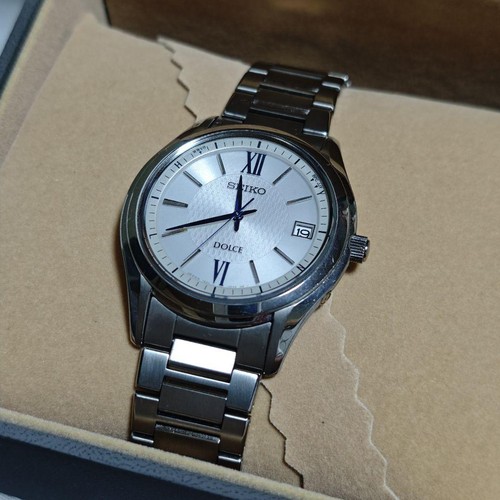 Seiko Dolce Solar Radio Wave Watch SADZ185 Titanium Blue Dial Excellent - Picture 5 of 12
