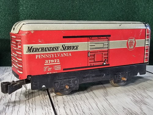 VINTAGE MARX O SCALE TRAIN CAR LOT METAL TIN LITHO LOCOMOTIVE CABOOSE - 5 in LOT - Picture 4 of 18
