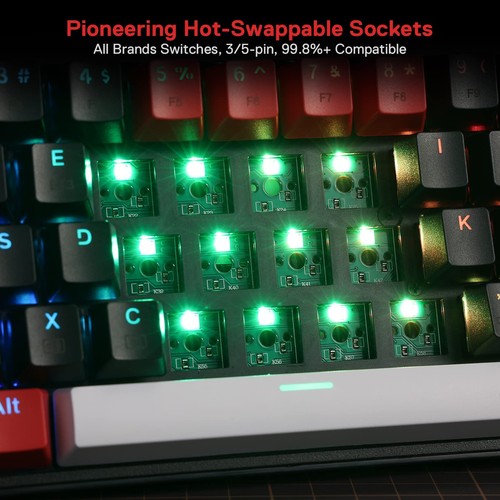 K628 PRO 75% 3-Mode Wireless RGB Gaming Keyboard, 78 Keys Hot-Swappable Compa... - Picture 6 of 8