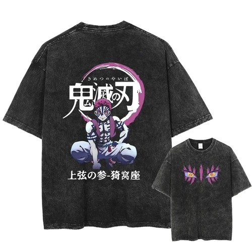 Demon Slayer T-Shirt Oversized Anime Vintage Washed Tee Cotton S–XXXL Unisex - Picture 30 of 30