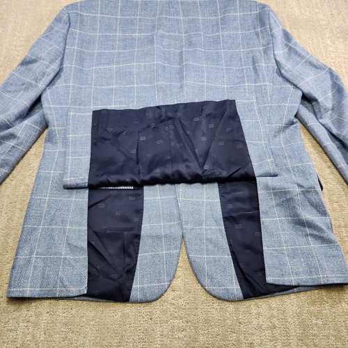 Tommy Hilfiger Blazer Men 42 Short Blue Windowpane Plaid Lightweight Modern NEW - Picture 13 of 13