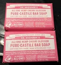 Dr Bronner's Limited-Edition Cherry Blossom Magic Bar Soap 2 - 5oz Bars 