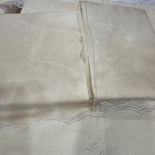 Vtg Embroidered Rose Lace Bed Sheet Set Ivory –Flat Sheet+Pillowcases+pillowsham - Picture 16 of 17