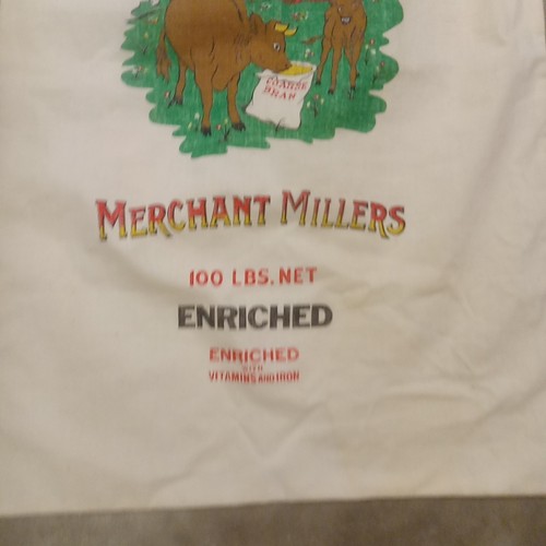 Flour Sack Washburn Crosby Co. Merchant Millers Vintage Drawstring Cows Cottage - Picture 3 of 11