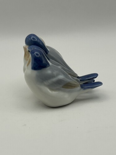 Royal Copenhagen Bluebirds Finches Trio #1045 Denmark 2”Hx3.75”Wx2”L - Picture 4 of 11