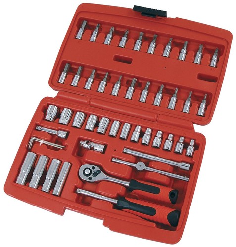 Juego de llaves de vaso de 48 piezas 1/4" kit métrico de trinquete de accionamiento herramientas de reparación de automóviles de garaje - Imagen 1 de 2