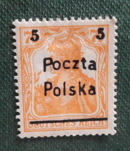 Polen Germania Mi.131 Gummi mit Falzrest, Aufdruck "Poczta Polska"