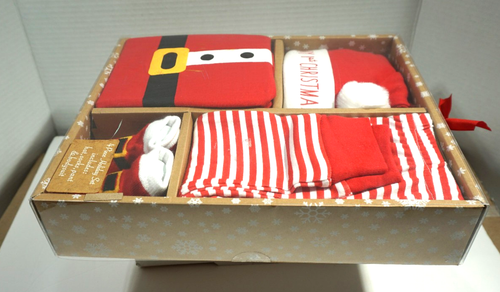 Baby's First Christmas Box Set 0-6 Months Hat Socks Pant Bodysuit Cotton - Bild 10 von 12