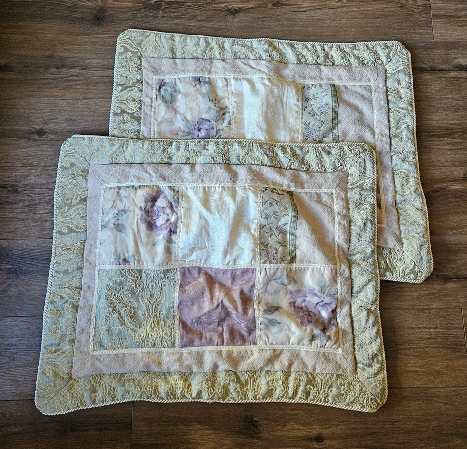 PAR de Fita Patchwork CROSCILL Vintage Caitlyn Damasco Standard Shams 27 X 21 - Imagem 2 de 4
