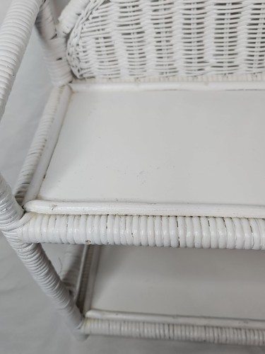 VTG Boho Wall Shelf White Rattan Wicker Granny Core Cottage Core 17x17x7 - Picture 8 of 19