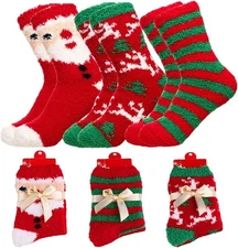 Yoicy Women Christmas Fuzzy Fluffy Socks - Cozy Warm Slipper Bed For... 