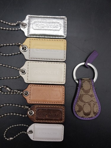 Coach Leder Anhänger Anhänger Menge 5 + 1 Schlüsselanhänger neutral lila Signatur silber - Bild 2 von 20